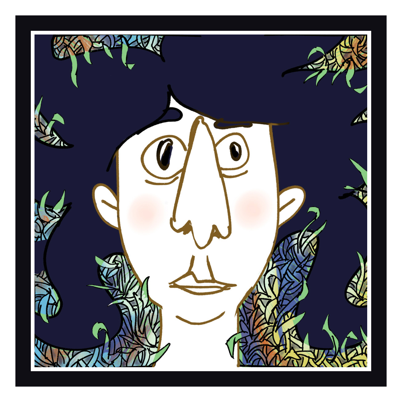 psychedelic grass skygazer drawing dallion illustration